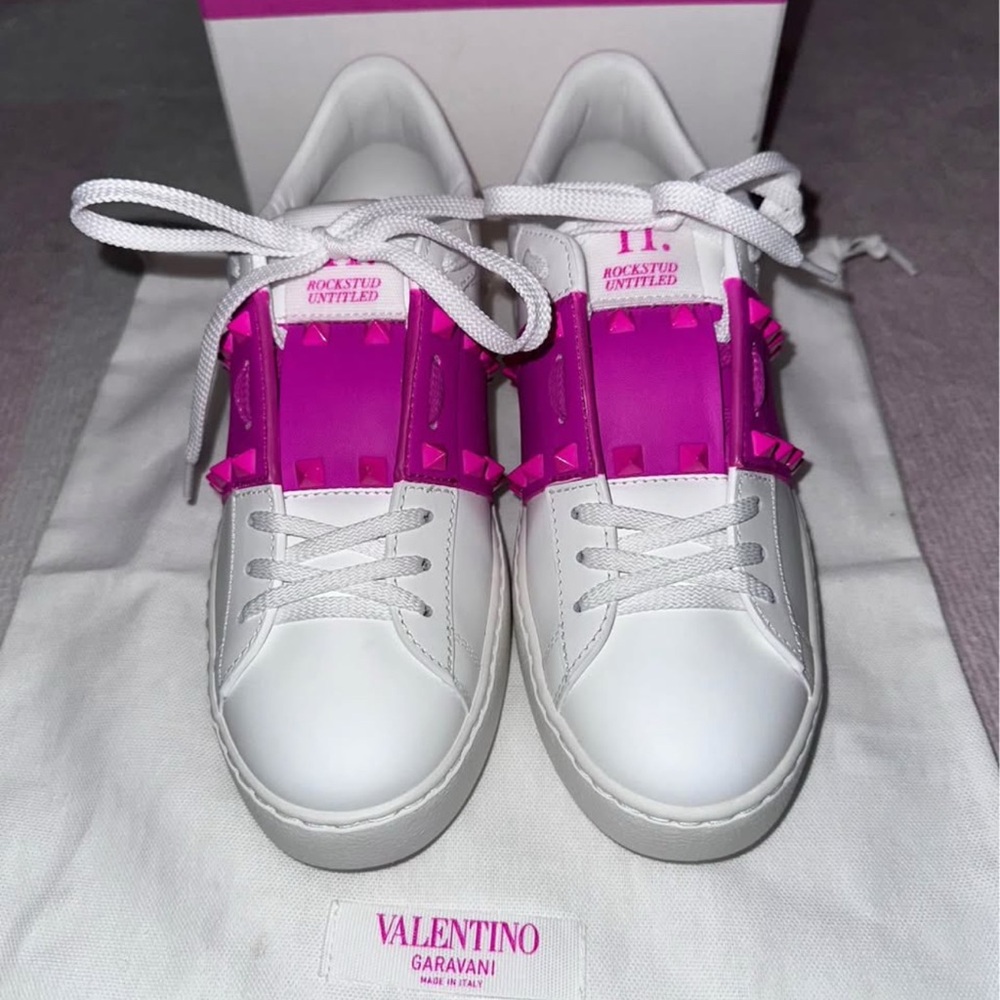 Valentino Pink and White Sneakers